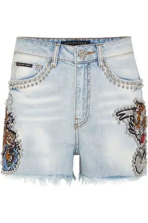 Philipp Plein Pantalones vaqueros cortos Tattoo con apliques