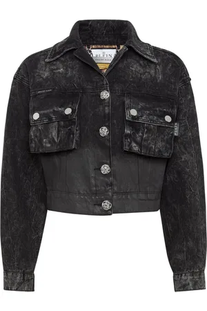 Philipp Plein Chaqueta vaquera corta con hombros caídos