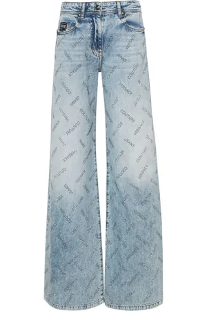 VERSACE Vaqueros rectos con logo de cristales