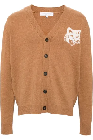 Maison Kitsuné Cárdigan con cabeza de zorro en intarsia