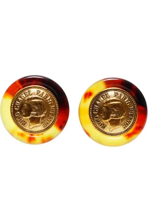CHANEL Pendientes de clip con efecto de carey 1997