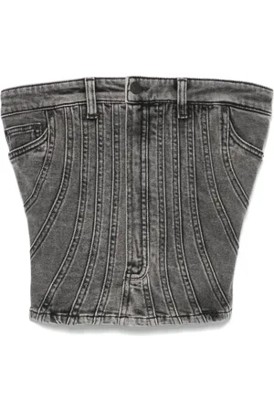 MUGLER Bustier vaquero con efecto en espiral