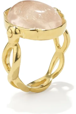 Goossens Anillo bañado en oro de 24 ct con cristal y cabujones