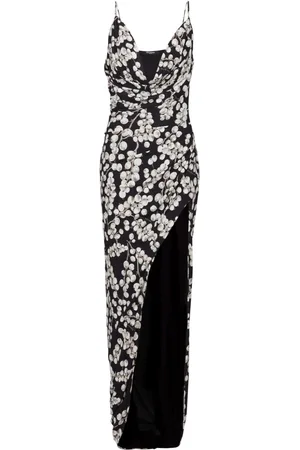 Balmain Vestido largo con estampado de grosellas