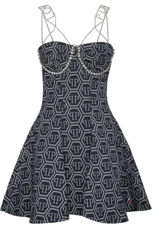 Philipp Plein Vestido corto con monograma en jacquard