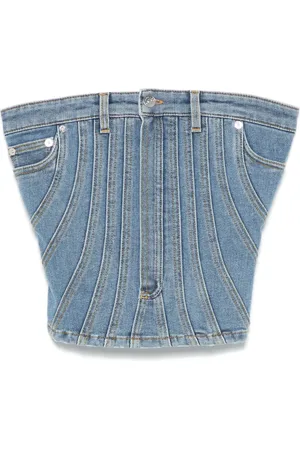 MUGLER Bustier vaquero con efecto en espiral
