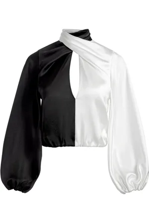 ALICE+OLIVIA Top corto Mahogany con cuello retorcido