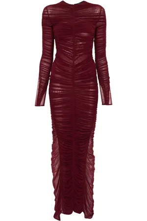 MUGLER Vestido largo fruncido