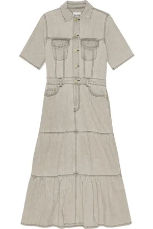Ganni Vestido largo vaquero en capas escalonadas