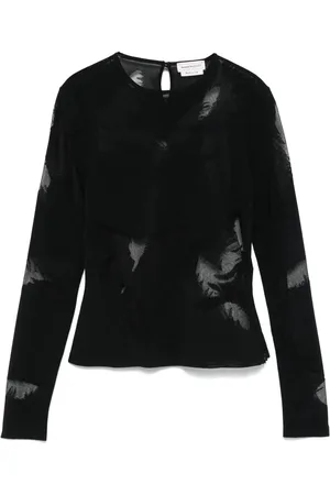 Alexander McQueen Blusa con plumas en intarsia