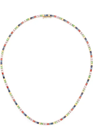 Roxanne First Collar Graduated Rainbow en oro amarillo de 14 ct con zafiro