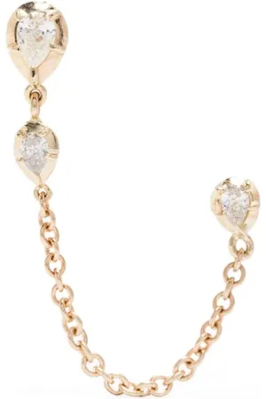 JACQUIE AICHE Pendiente Sophia en oro amarillo de 14 ct con diamantes y cadena