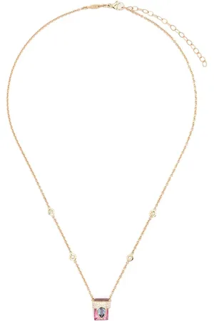 JACQUIE AICHE Collar en oro amarillo de 14 ct con diamante y aguamarina