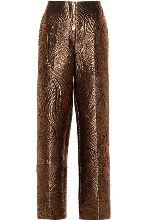FORTE FORTE Pantalones rectos metalizados