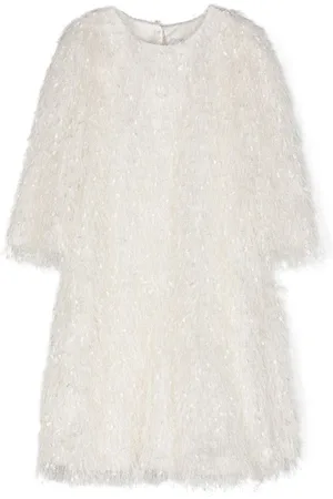 MONNALISA Vestido con flecos y cuello redondo