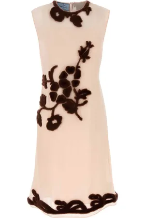 Prada Vestido midi con bordado floral