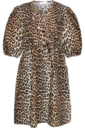 Ganni Vestido corto con estampado de leopardo