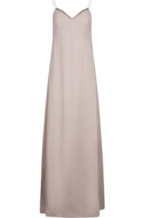 Brunello Cucinelli Vestido largo con cuello en V