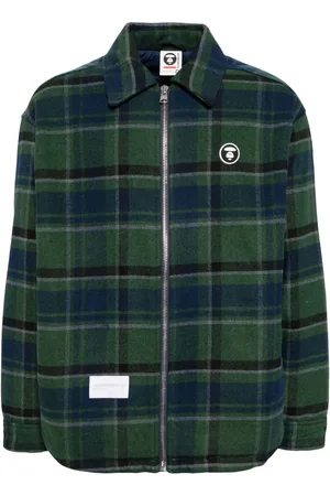 A Bathing Ape Chaqueta a cuadros con parche del logo