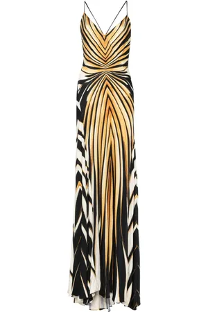 Roberto Cavalli Vestido largo con estampado Ray of Gold