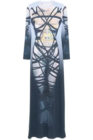 Y / PROJECT Vestido largo con motivo trompe l