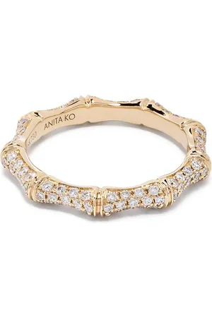 Anita Anillo Bamboo en oro amarillo de 18 ct con diamantes