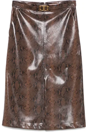 Twin-Set Falda midi con efecto de piel de lagarto