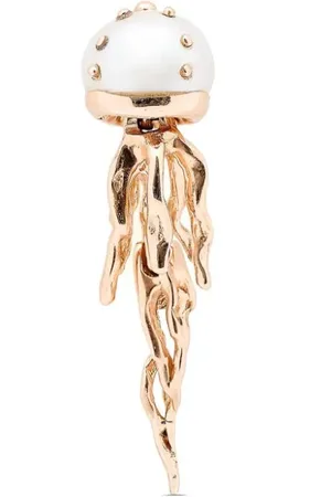 Bibi van der Velden Pendientes Mini Jellyfish en oro de 18 ct con perla