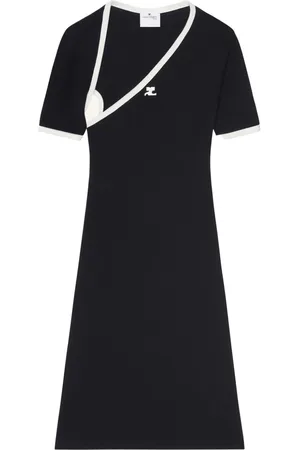 Courrèges Vestido midi con cuello asimétrico