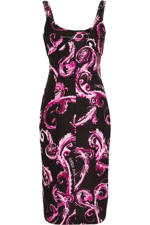 VERSACE Vestido midi con estampado Chromo Couture