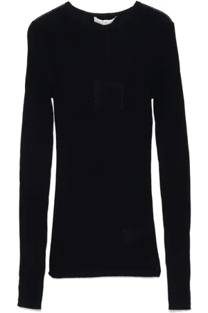 tibi Jersey de canalé con cuello redondo