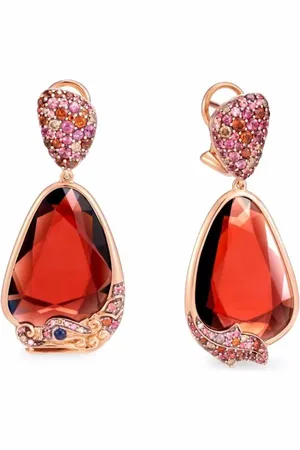 John Hardy Pendientes Naga Kembar en oro rosa de 18kt con zafiros, circonitas y diamantes