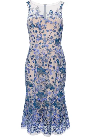 Marchesa Notte Vestido midi con bordado floral