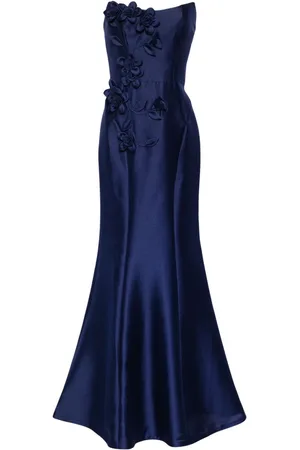 Marchesa Notte Vestido largo mikado con motivo floral