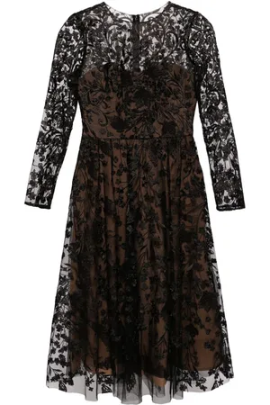 Marchesa Notte Vestido midi con bordado floral