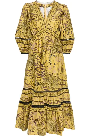 Marchesa Notte Vestido midi Flying Cheetah