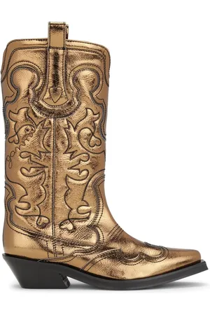 Ganni Botas estilo western con efecto metalizado