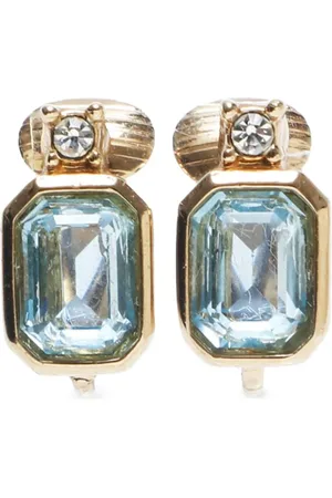 Dior Pendientes de clip con apliques de strass