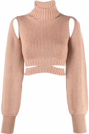ANDREADAMO Jersey de canalé con cuello vuelto