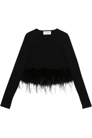 Sonia by Sonia Rykiel Top con ribete de plumas