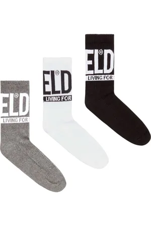 Diesel Pack de tres pares de calcetines con logo en intarsia