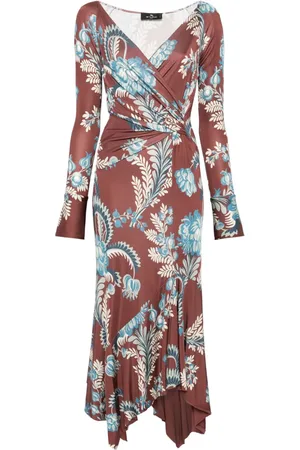 Etro Vestido largo con estampado de hojas
