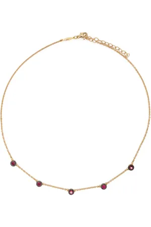 JACQUIE AICHE Collar Sophia en oro amarillo de 14 ct con rubí