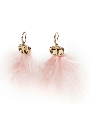 Twin-Set Pendientes Oval T con plumas