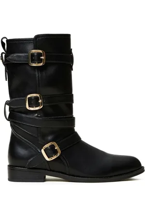 Twin-Set Botas biker con tira con hebilla