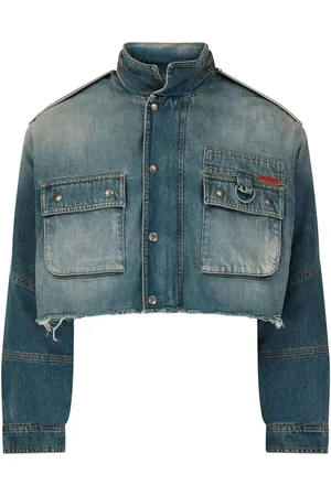 MARTINE ROSE Chaqueta vaquera corta con parche del logo