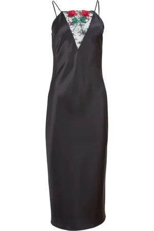 FLEUR DU MAL Slip dress Vampire Rose bordado