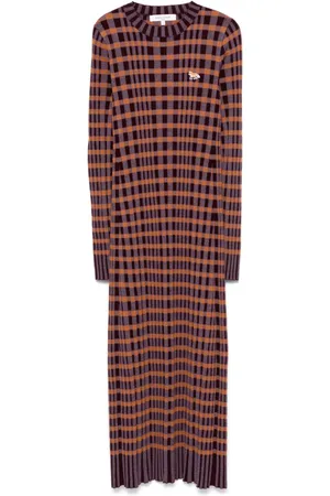 Maison Kitsuné Vestido midi a cuadros