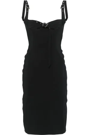 MUGLER Vestido midi estilo bustier con hebilla