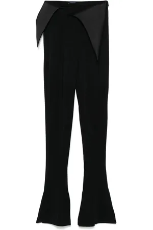 MUGLER Pantalones acampanados con cinturilla de satén